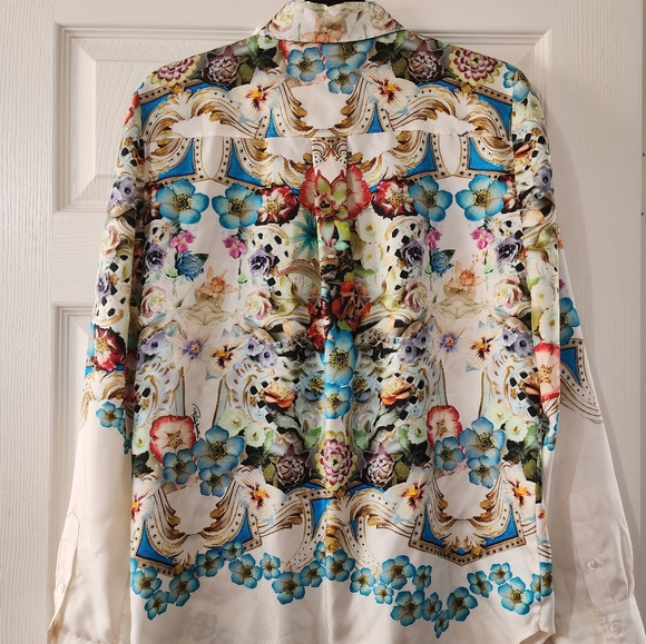 Roberto Cavalli Silk & Lace Button Up Collared Shirt Size 44 - Picture 8 of 10